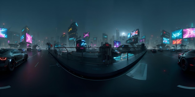 Футуристический научно-фантастический город панорамный 360 градусов