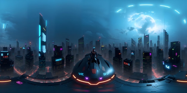 Futuristic SciFi City Panaromic 360 degree