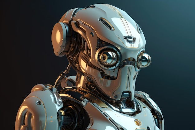 Futuristic SciFi Cyborg Robot Head Portrait