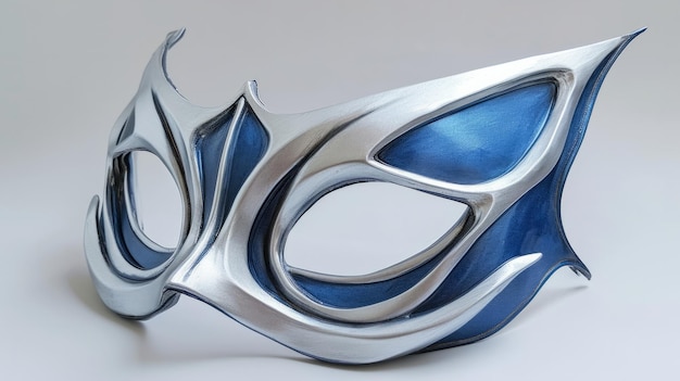 Photo futuristic scifi masquerade mask in metallic silver and blue generative ai