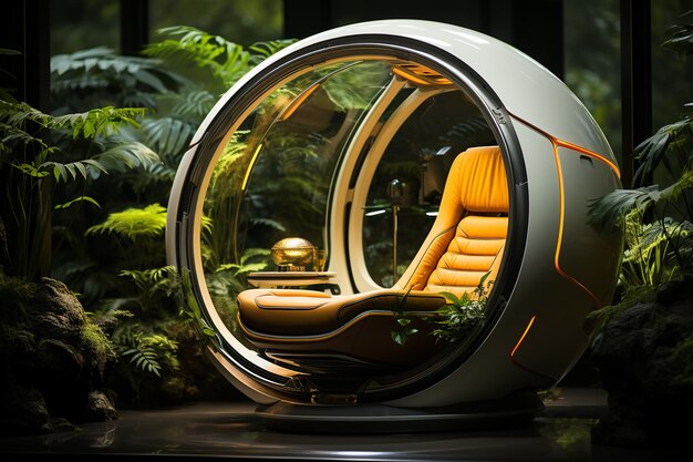 Photo futuristic scifi pod chair flat design product