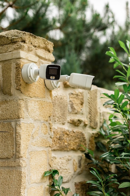 Futuristic security cameras scanning the street in 4k