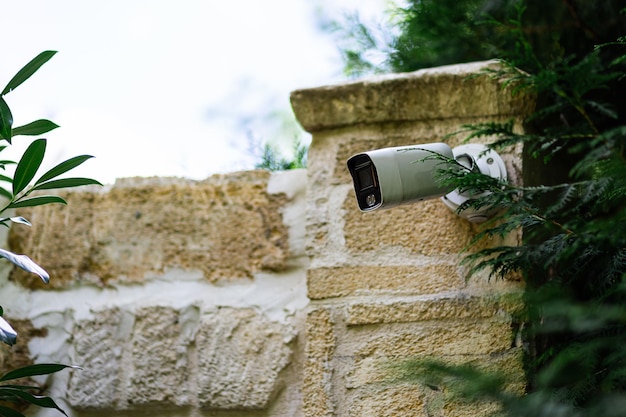 Futuristic security cameras scanning the street in 4K