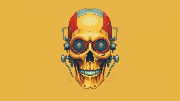 Futuristic Security Robot Skull Poster