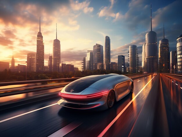 Futuristic SelfDriving Car Technology AI Generated