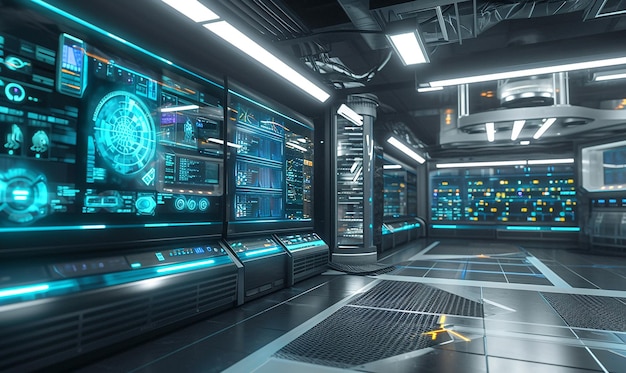 Futuristic Server Room featuring Holograms