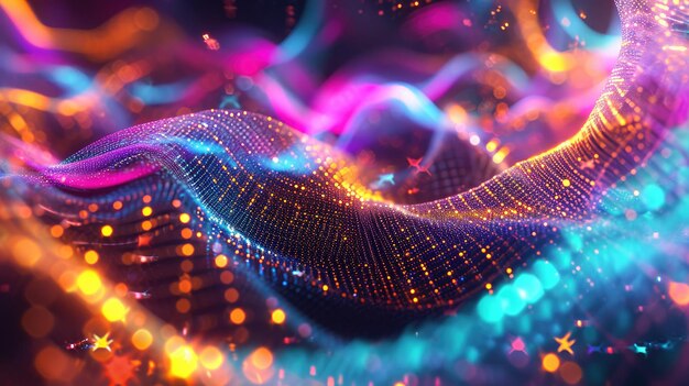 futuristic shimmering particles 3d abstract background