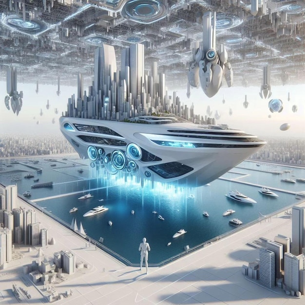 Photo futuristic ship 4k wallpaper image
