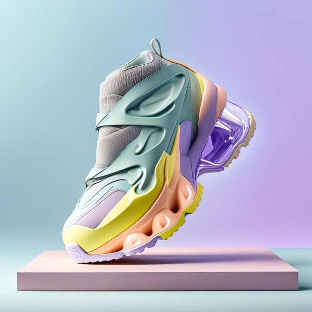 Premium Photo | Futuristic shoes inspired by pastels colors generated by ai