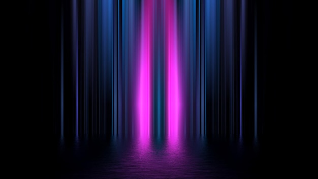 Concetto di vetrina futuristica scena di spettacolo vuota sfondo al neon a bagliore geometrico astratto, banner tecnologico. visualizzazione del prodotto, rendering di scene 3d