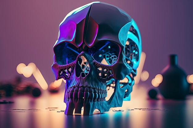 Futuristic skull in very high