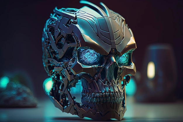 Futuristic skull in very high