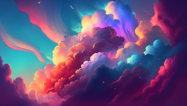 Futuristic sky colourful cloud wallpaper background