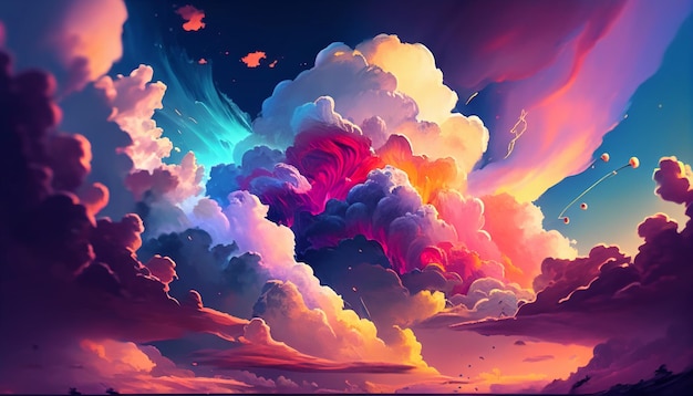 Futuristic sky colourful cloud wallpaper background