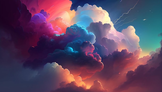 未来の空のカラフルな雲の壁紙の背景