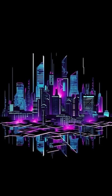 Photo futuristic skyline glows in dubai dark night generated by ai