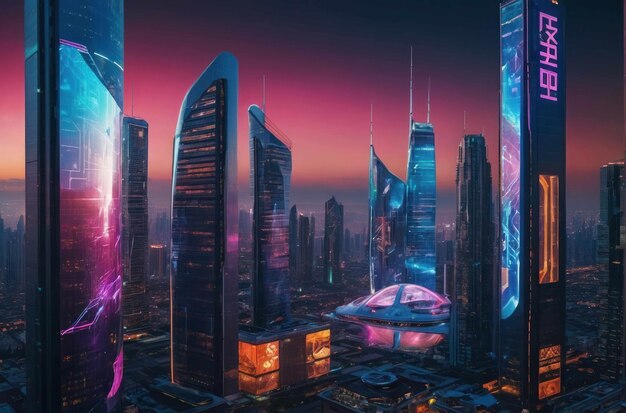 Futuristic skyline of a modern metropolis