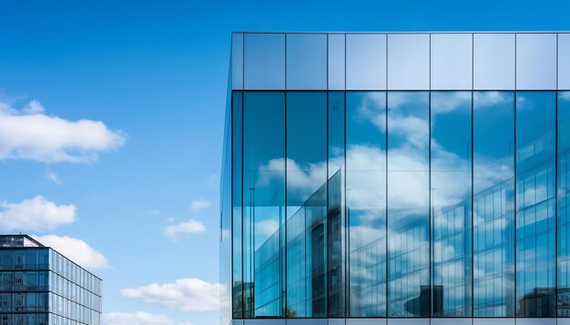 Futuristic skyscraper reflects bright city life in clear glass generated by artificial intelligence