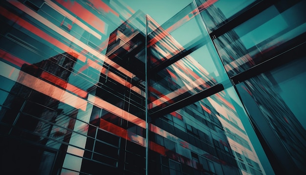 Photo futuristic skyscraper with a modern geometric shape and transparent glass generated by artificial intelligence