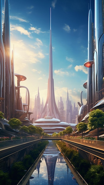 Futuristic smart city concept illustration