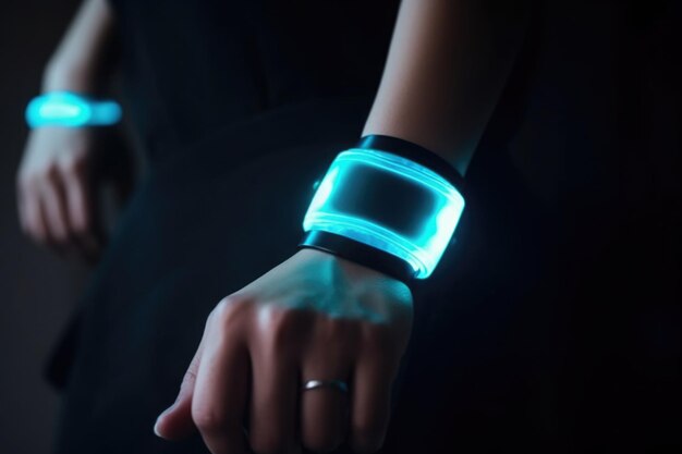 Futuristic smart watch on human hand Generqative AI