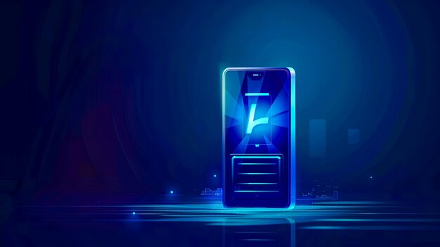 Futuristic smartphone charging with neon glow and hightech energy interface