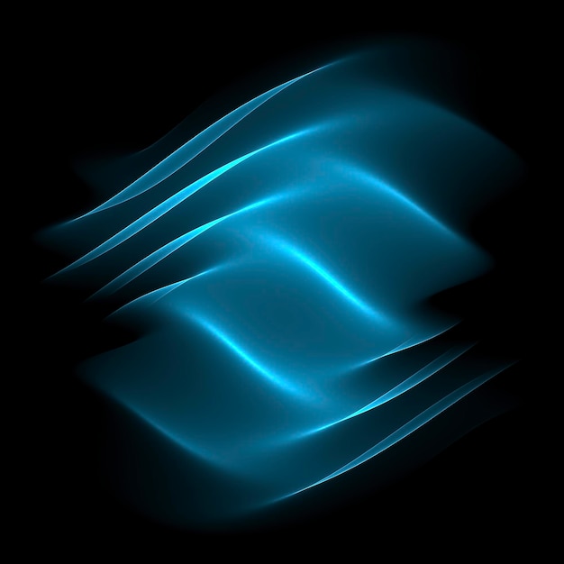 Фото Футуристический дым неоновый синий цвет света геометрические линии на черном фоне неоновый мистический свет
