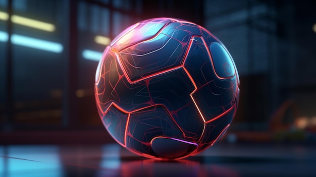 Futuristic soccer ball background Football ball 3d design illustration Generative AI