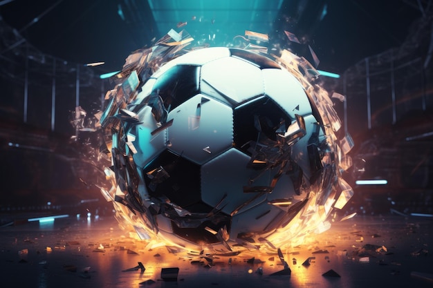 Futuristic soccer fire ball Generate Ai