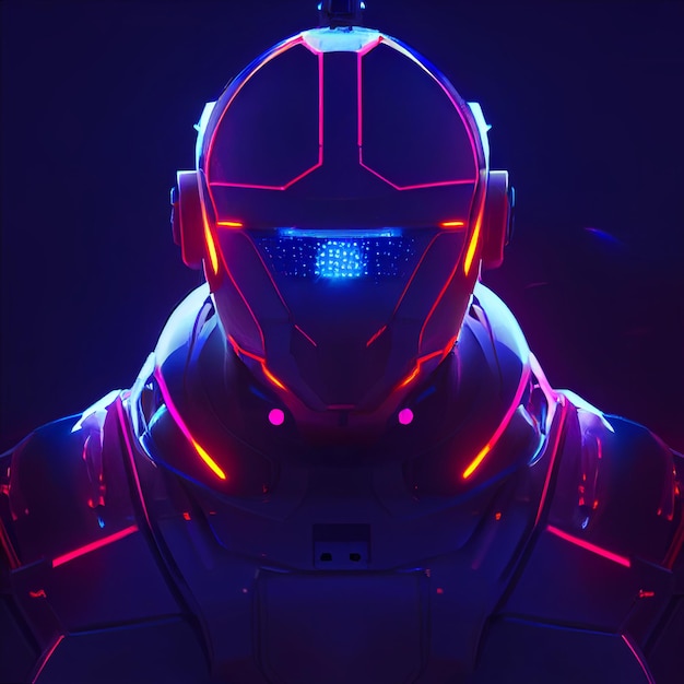 Futuristic soldier man portrait illustration