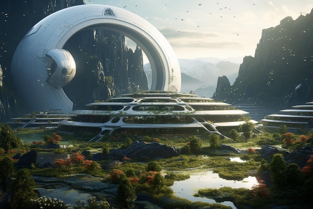 A futuristic space colony established on a terrafo 00193 00