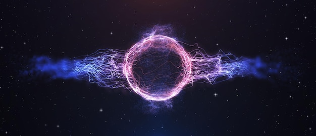 Photo futuristic space particles wave explosion round circle energy structure. space orb vfx 3d illustrati