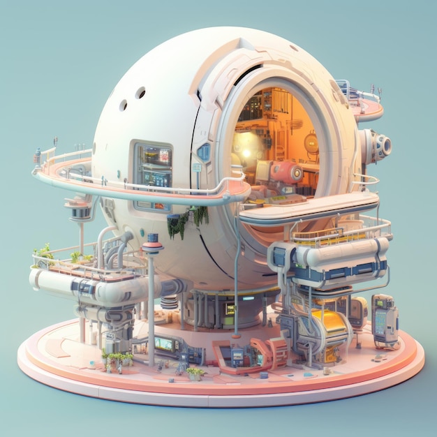 Futuristic Space Station 3d illustration