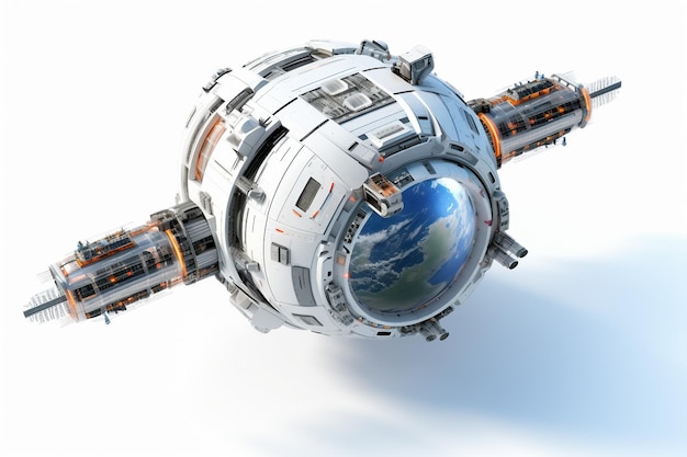 Photo futuristic space station above earth