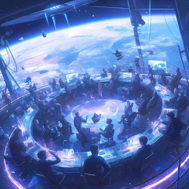 Futuristic Space Station Meeting Room