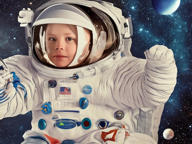 Futuristic space suit exploring Outer space exploration with galaxy educational concept ai generate