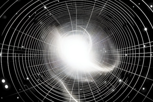 ライトと星の抽象的な背景を持つ未来的なスペース トンネル