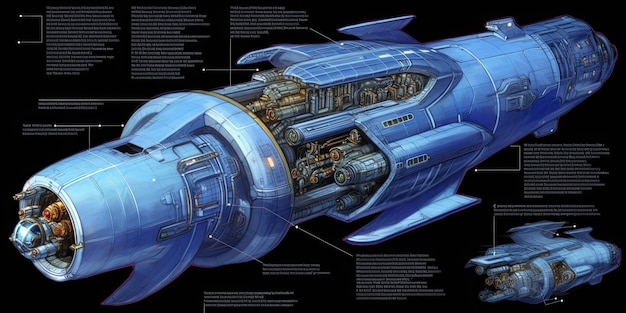 Photo futuristic spaceship blueprint generative ai