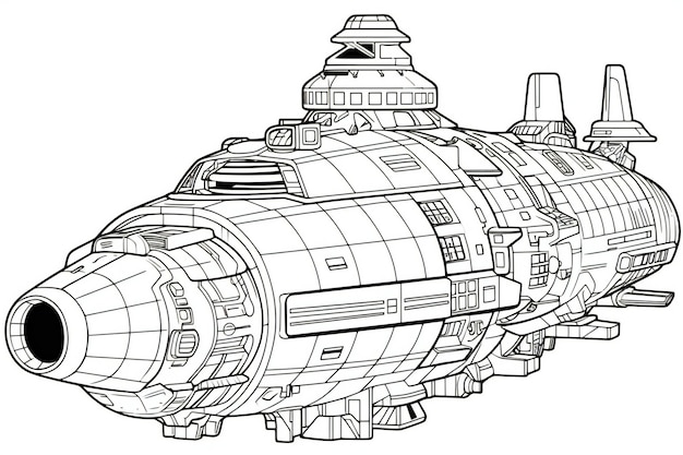 Futuristic Spaceship illustration ready for vinyl cutting