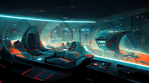 Photo futuristic spaceship interior with control panels