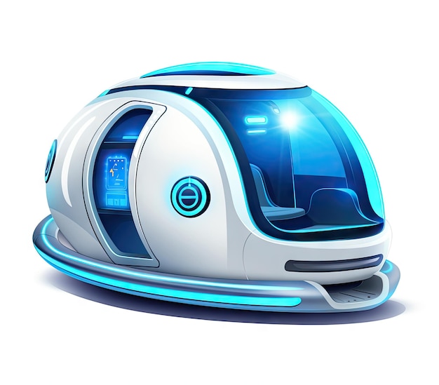 futuristic spaceship scifi alien UFO vehicle on white background hyperealistic cartoon illustration