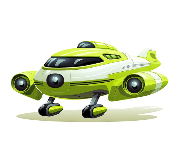 Photo futuristic spaceship scifi alien ufo vehicle on white background hyperealistic cartoon illustration