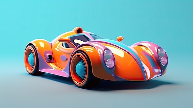 Photo futuristic sport car colorful retrofutirsm style super style car design poster generative ai