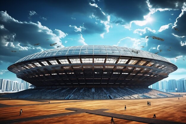 Фото Футуристические спортивные стадионы, на которых проводятся матчи в условиях нулевой гравитации и экстремальные виды спорта
