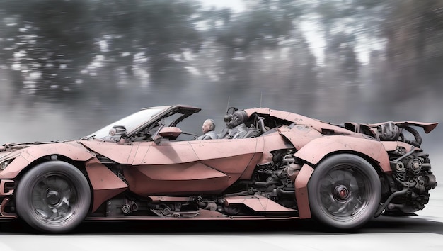 Futuristic steampunk car vehicle