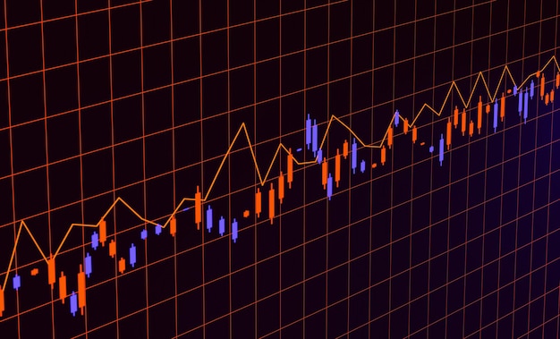 未来的な証券取引所のシーン抽象的な外国為替株式市場の暗号価格チャートの背景市場の動きクリエイティブなコンセプトのチャートアップインフォグラフィック現実的な3Dデザイン成長世界経済