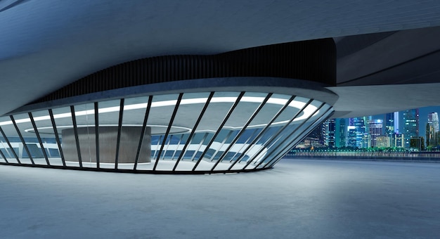 Futuristic streamlined design building exterior