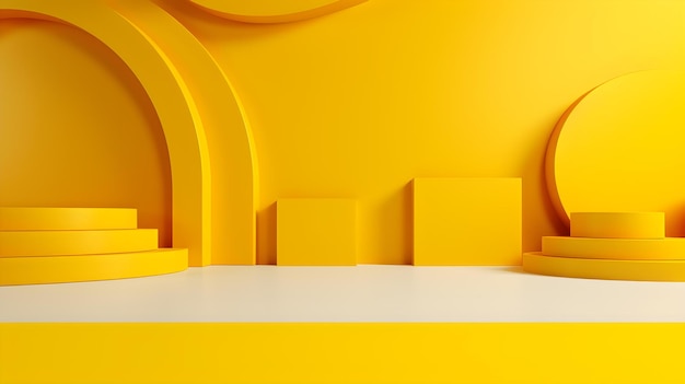 Futuristic studio background in yellow colors