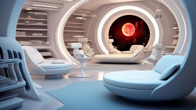 Futuristic style room interior