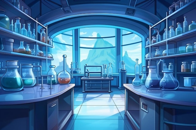 未来的なスタイルの科学実験室の背景